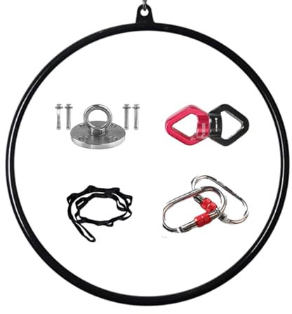 JAYWIS Aerial Hoop Komplettes Aerial-Hoop-Set, Professioneller Metall Lyra-Hoop, Aerial-Yoga-Ring mit 1 Deckenanker, 2 Karabinern, 1 Drehschnalle, 1 Nylonband (Size : 80 cm (31))