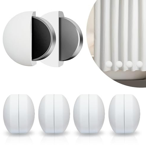 EMLTHORY Potentes Pesos magnéticos para Cortina de Ducha, 360° Cubiertos de Silicona con imanes Pesados, Pesos de Bandera para Trabajos de Viento para Cortinas, Bandera, Mantel (4 Pares)
