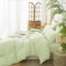 Gezu Housse de Couette Coton 220x240cm 100% Coton Vert Clair Parure de Lit Adulte2 Personnes Naturel Gaze de Coton Super Doux Respirant Linge de Lit avec Fermeture Éclair avec 2Taies d'oreiller 65x65