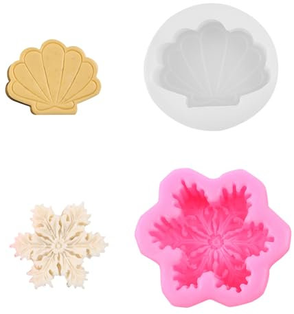 Moule En Silicone Aromathérapie - Asudaro - 1/2Pcs Moule En Silicone DIY Coquillage Coquille Saint Jacques Gâteau Silicone Moule Moules à Bougie 3D En Forme Flocon Neige Moule Cuisson Réutilisable