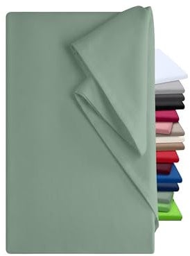 npluseins Bettlaken 240x275cm Leintuch ohne Gummizug Tuch ist ideal Terrasse Reisen Camping und Tischtuch - Wohnmobil Laken - Betttuch ohne Gummizug 100% Baumwolle, ca. 240 x 275 cm, Salbei