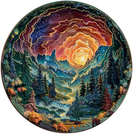 SECOGM Holzpuzzle Erwachsene, 100 Teile 3D Visuelle Höhle Himmel Holz Puzzle Erwachsene, 22x22cm Wooden Puzzle, Unregelmäßige Form, ‌Premium-Holzpuzzle Geschenkbox