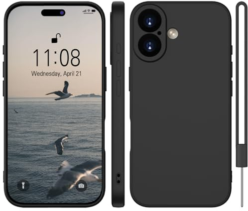WXX für iPhone 16 Hülle Silikon Case 6.1'' Schwarz | Handyhülle für iPhone 16 Dünn Slim mit Microfiber,Kratzfeste Rundumschutz Case Hülle