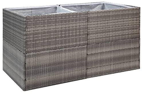 Hochbeet für Garten Veranda, Blumenkasten Pflanzkübel Pflanzkasten Kräuterbeet Anzuchtbeet Pflanzbeet Grau 157x80x80 cm Poly Rattan