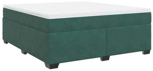 vidaXL Boxspringbett, Polsterbett Bett mit Matratze, Bettgestell mit Lattenrost, Doppelbett für Schlafzimmer, Dunkelgrün 180x200cm Samt