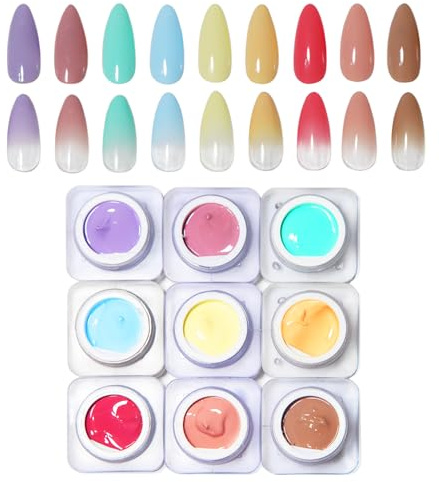 Moepak Pat Painting Gel Nagellack Set Ombre Nail Gel Paint für Nageldesign Kein Abwischen Nagelmalgel für Maniküre Nagelstudio 9 Farben(C)