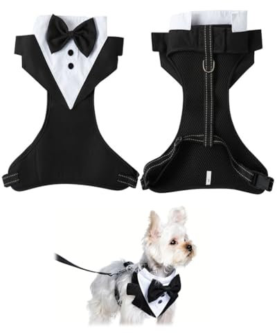 Formelles Smokinghalstuch, Smoking, Baumwolle, Halstuch, Hochzeitshalsband mit Fliege und Krawatte für Hunde und Katzen, Hund Smoking Bandana Halsband, Größe M