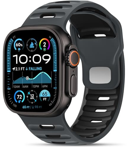Higgs Sport Armbänder Kompatibel mit Apple Watch Ultra/Ultra 2 Armband 49mm 46mm 45mm 44mm 42mm,Silikon Band für iWatch Series 10 9 8 7 SE 6 5 4 3 2 1 für Herren