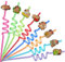 Ynaice 8 Pieces Reusable Drinking Straws Cocktail Plastic Straws Cute Capybara Theme Party Straw Colourful Curly Fun Drinking Straw for Adults Kids Birthday Party Favors Supplies