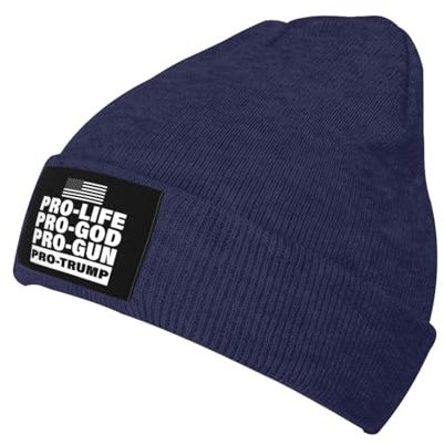 Anceky Pro Life Pro Gun Pro God Pro Trump Beanie Mütze Herren Totenkopfmütze Damen Winter Strickmütze Strickmütze Slouchy Mütze Schwarz