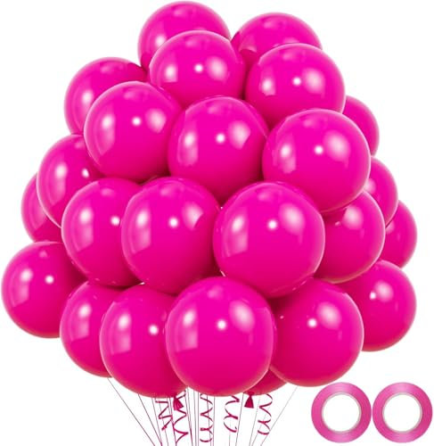 50 Stück Luftballons Rosa Ballons 12 Zoll Latexballon Heißes Rosa Partyballon Geburtstag Dekoration Supplies Neujahrsdekoration