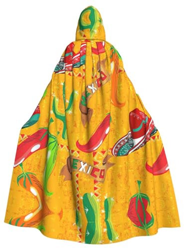 Umhang mit Kaktus-Hut und Chili-Pfeffer-Druck, Mittelalter-Renaissance, Kapuzenumhang, Uni, Cosplay-Kostüme