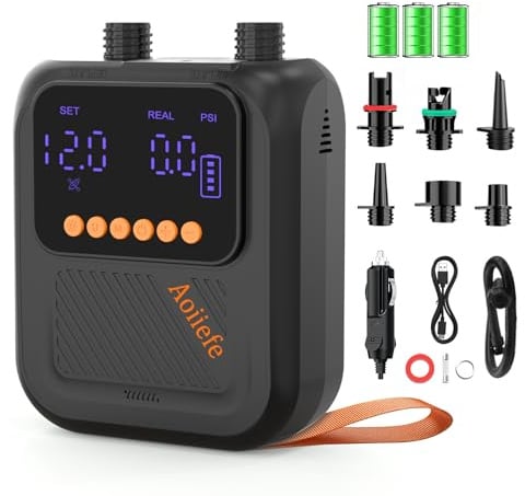 Aoiiefe Paddle Board Pump, 13500mAh Rechargeable 20PSI Portable Paddle Board Electric Pump, USB-C SUP Air Pump, Intelligent Dual Stage Inflation Deflation, Auto-Off
