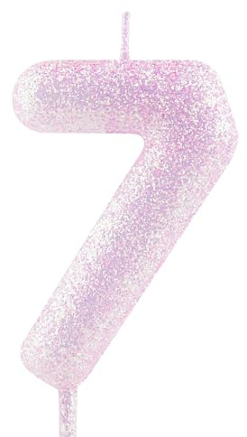 Geburtstagskerzen Nummer 7 rosa violett Glitter Geburtstag Kerze Kuchen Topper Dekorationen für Party-Feier-Dekor-Zubehör