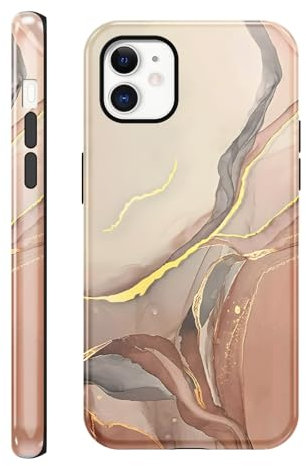 Saqmkil Handyhülle für iPhone 12/iPhone 12 Pro 6,1 Hülle, Aesthetic Muster Marmor Mädchen Frauen Case,Weich Silikon Dünn TPU + PC Bumper Stoßfeste Kratzfest Schutzhülle Cover für iPhone 12,Schwarz 03