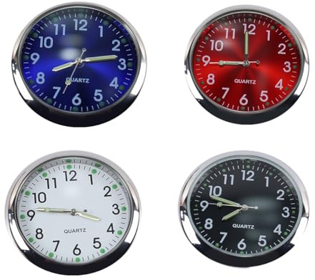 Nicear 4 Stück Klebeuhren Für Das Armaturenbrett Im Auto, Schwarze Mini-Digitaluhr Fürs Auto, Leuchtende Armaturenbrett-Autouhr, Innendekoration, Im Auto Montierte Uhr, Mini-Quarzuhr