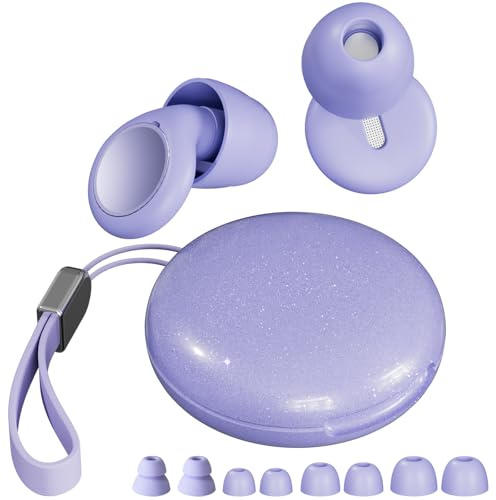 Tappi Orecchie Dormire 4 Filtri Anti-Rumore, Bloccano Russare & Suoni, Tappi Per Orecchie Antirumore Per Lato/Lavoro/Sport Viola