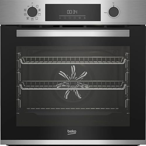 BEKO Pro BBIE22300XFP Built-In Electric Single Oven, Pyrolytic Cleaning, Multifunction, Stainless Steel, 72L Capacity, Touch Control, AeroPerfect Fan, A Rated Energy Efficiency