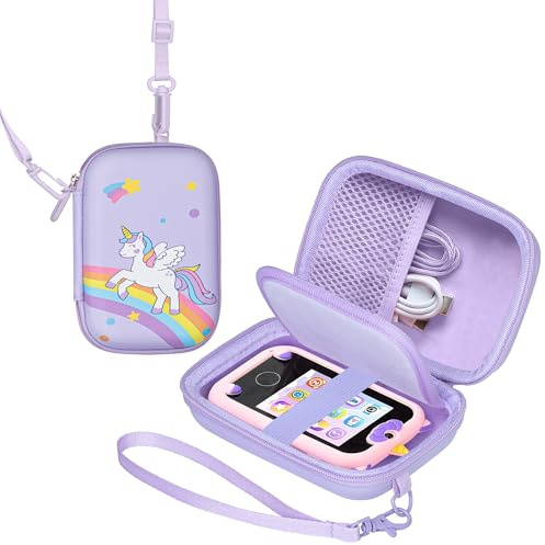 Leayjeen Smartphone-Tasche für Kinder, passend für Yosfeng/BAISIQI/Hapikids/MOMILLA, mit Schulterriemen und Tragegriff, Lila