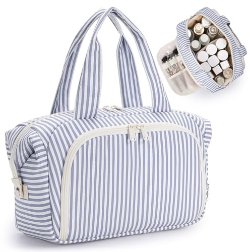 Narwey Kulturtasche Damen Gross Kulturbeutel Waschtasche Kosmetiktasche | Weit Geöffnete Make up Organizer Tasche Reise, Organisierte Fächer, Trocken und Nasstrennung, Geschenke für Frauen Mädchen