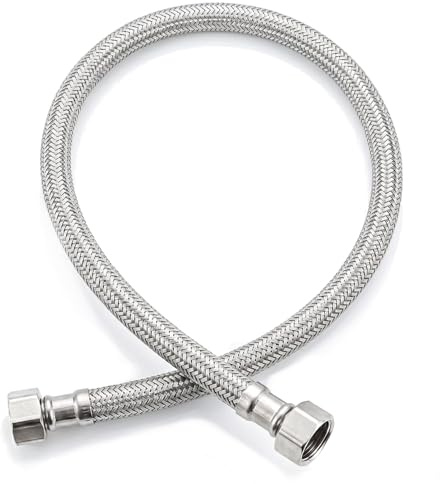 Haoyic 60cm Flexible Tap Connector Extra Long Braided Water Pipe Extension for Toilet Cistern and Wash Basin Supply Line Replacement