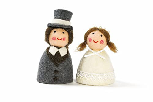 Couple de couvre-œufs mariée/marié feutre hauteur de bain-ca12 cm