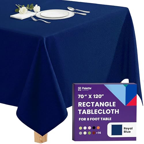 Gee Di Moda Rectangle Tablecloth - 70 x 120 Inch Royal Blue Table Cloth for 6 or 8 Foot Rectangular Table - Heavy Duty Washable Fabric - for Buffet, Holiday, Dinner, Wedding & Baby Shower