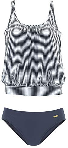 Lascana Damen Oversize-Tankini Streifen, Softcups, Verstellbare Träger