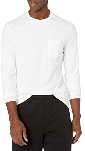 Amazon Essentials Men's Slim-Fit Long-Sleeve T-Shirt, White, S