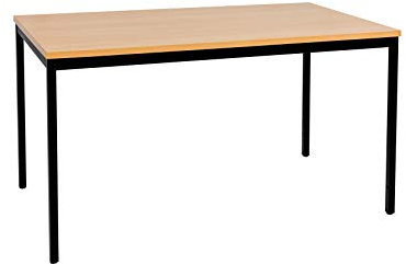furni24 Schreibtisch-Stahl 120x60x75cm, Buche, TÜV/GS-Einfache Montage, Arbeitstisch, Bürotisch, Küchentisch, Esstisch, Druckertisch Büro-Möbel Arbeitszimmer Computertisch Gaming-Tisch Mehrzwecktisch
