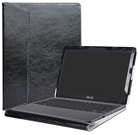 Alapmk Diseñado Especialmente La Funda Protectora de Cuero de PU para 11.6 ASUS VivoBook L203MA E203NA E200HA L200HA/Chromebook C201 C201PA Series Ordenador portátil,Negro