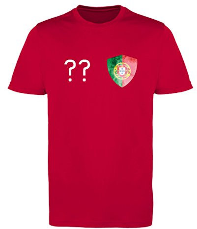Comedy Shirts - Portugal Trikot - Wappen: Klein - Wunsch - Herren Trikot - Rot/Weiss Gr. L