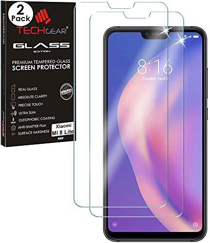 TECHGEAR [2 Pack Verre Trempé pour Xiaomi Mi 8 Lite, Protecteur d'Écran Original en Verre Trempé Compatible avec Xiaomi Mi 8 Lite