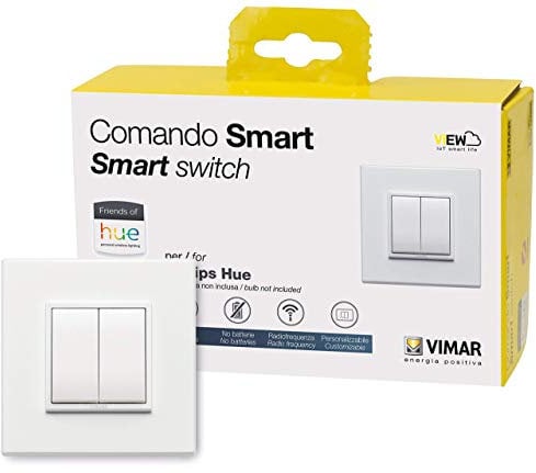 Vimar 0K03906.03 Eikon Evo Kit Interruptor inteligente Friends of Hue, conteniendo: mando, soporte, 2 teclas y placa 2 módulos blanco total