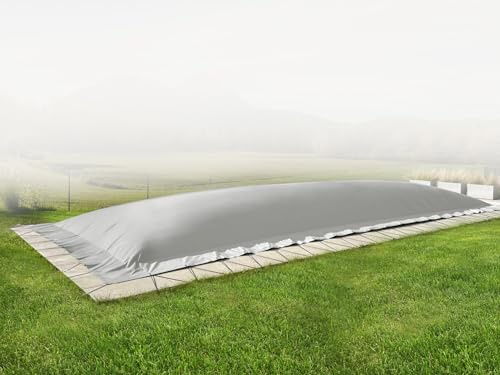 ANKO PLANEN Aufblasbare Poolplane rechteckig - Winter Abdeckung für den Pool - hochwertig & robust AirDeluxe (Poolinnenmaß: 9m x 4m, Grau)