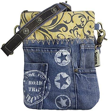 Sunsa Damen Tasche/Umhängetasche. Kleine Bag aus Canvas & Recycelte Jeans. Nachhaltige Taschen. Crossbody Damentaschen als Geschenk für Frauen/Mädchen
