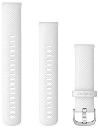 Garmin Quick Release Band (18 mm), Passend für Venu 2S/ 3S, Vivoactive 4S, Vivomove 3S, Legacy Hero Rey/Captain Marvel, Forerunner 255S/ 265S, Weiss/ Silber
