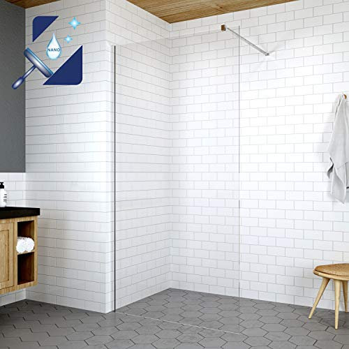 AQUABATOS® 90x200 cm Walk In Duschabtrennung Duschwand Glas 8 mm Walkin Duschtrennwand Dusche Glas Duschkabine Walk In Seitenwand Glasduschwand Echtglas ESG mit Lotuseffekt Nano Beschichtung