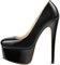 MissHeel Women's Closed Toe Slip-on High Heel Pumps Round Toe Stiletto High Heels Patent Leather Sexy Platform Court Shoes Black Size 8