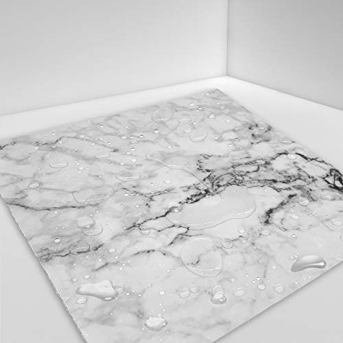 Hiser 10 Pièces Motif en Marbre Adhésive Décorative à Carreaux pour Salle de Bains et Cuisine Stickers Carrelage, Imperméables Auto-adhésifs 3D Adhésive Décoration (Blanc Noir,15 x 15 cm)