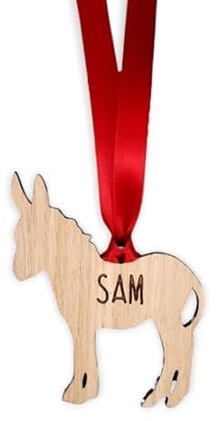 Personalised Animal Bauble - Donkey Wooden Christmas Tree Decoration Bauble Pet Farm Yard Cat Dog