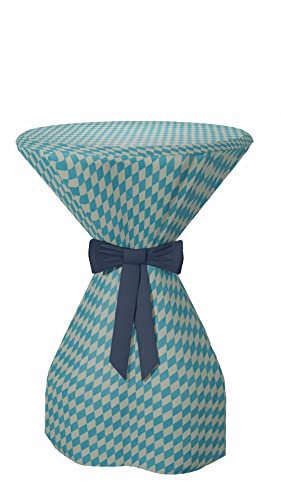 Sensalux Oktoberfest Tischwäsche aus stoffähnlichem Vlies, genähte Stehtischhusse, 70-80cmØ Schleifenband: Dunkelblau