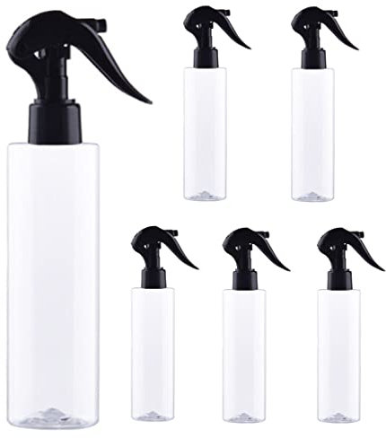 6 botellas pulverizadoras de 200 ml, color negro, vacío, niebla fina, atomizador, pequeño
