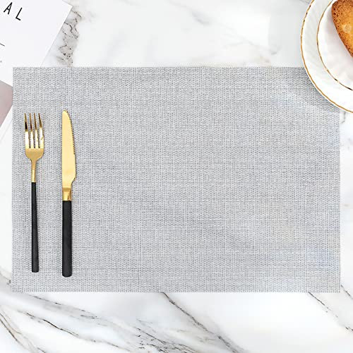 Tovagliette Americana Elegante Grigio Chiaro Tovagliette Colazione PVC Tovagliette Americana Plastica Lavabili Antiscivolo Sottopiatti Resistente Al Calore Sotto Piatti Da Tavola 30x45cm 6 Pcs