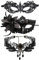 JewelryWe Schmuck 3 PCS Maske Halskette Set Schwarz Sexy Paar Venezianische Spitze Augenmaske Gothic Lilie Blume Choker Kette Halsband Damen Maskerade Kostüm für Halloween Karneval Party Cosplay