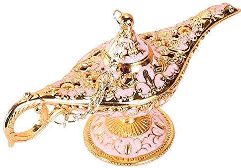Legende Aladdin Magic Genie Lampe, Arabian Nights Wishing Lamp Vintage Tabletop Decor Home Tischdekoration Geschenk Sammlerstück (Weißgold)