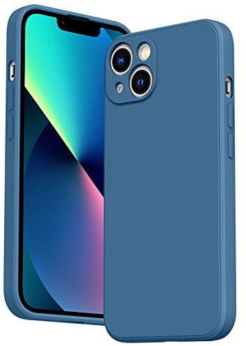 Tobfit Coque pour iPhone 13 Coque Silicone Liquide Ultra Fine Con Doublure Douce en Tissu Microfibre, Case de Protection Complète du Corps pour iPhone 13 6,1 Pouces