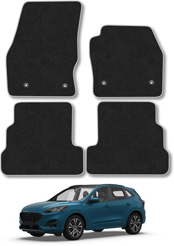 Fits Ford Kuga (2016-2020) Carpet Car Mats | Grey Edge Trim Tailored Fit Floor Mats Full Coverage Protection Accessories Easy Clean Anti Slip Made in the UK