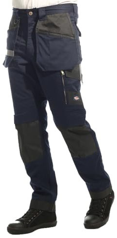 Lee Cooper LCPNT245 Men's Workwear Stretch Cargo Pants, Navy, 32W / 31L