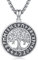 Eusense Viking Baum des Lebens Halskette 925 Sterling Silber Baum des Lebens Anhänger Kette Wikinger Rune Kreis Kette Amulett Nordic Viking Schutz Schmuck Geschenk für Damen Mädchen